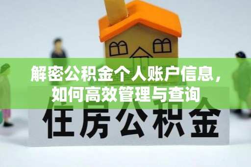 茂县解密公积金个人账户信息，如何高效管理与查询